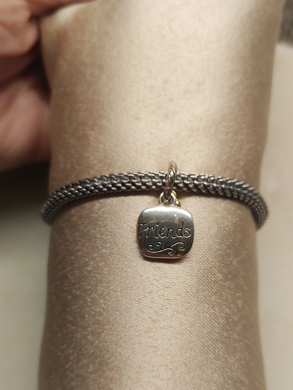 Brighton Friends Forever Charm Two Tone Silver And Gold Dangle Heart - Picture 5 of 8